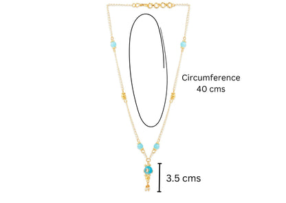 Combo - A festive set of 1 pair light blue bead chain earrings with tic-tacs & 1 bead necklace. (3 Qty) - Light Blue