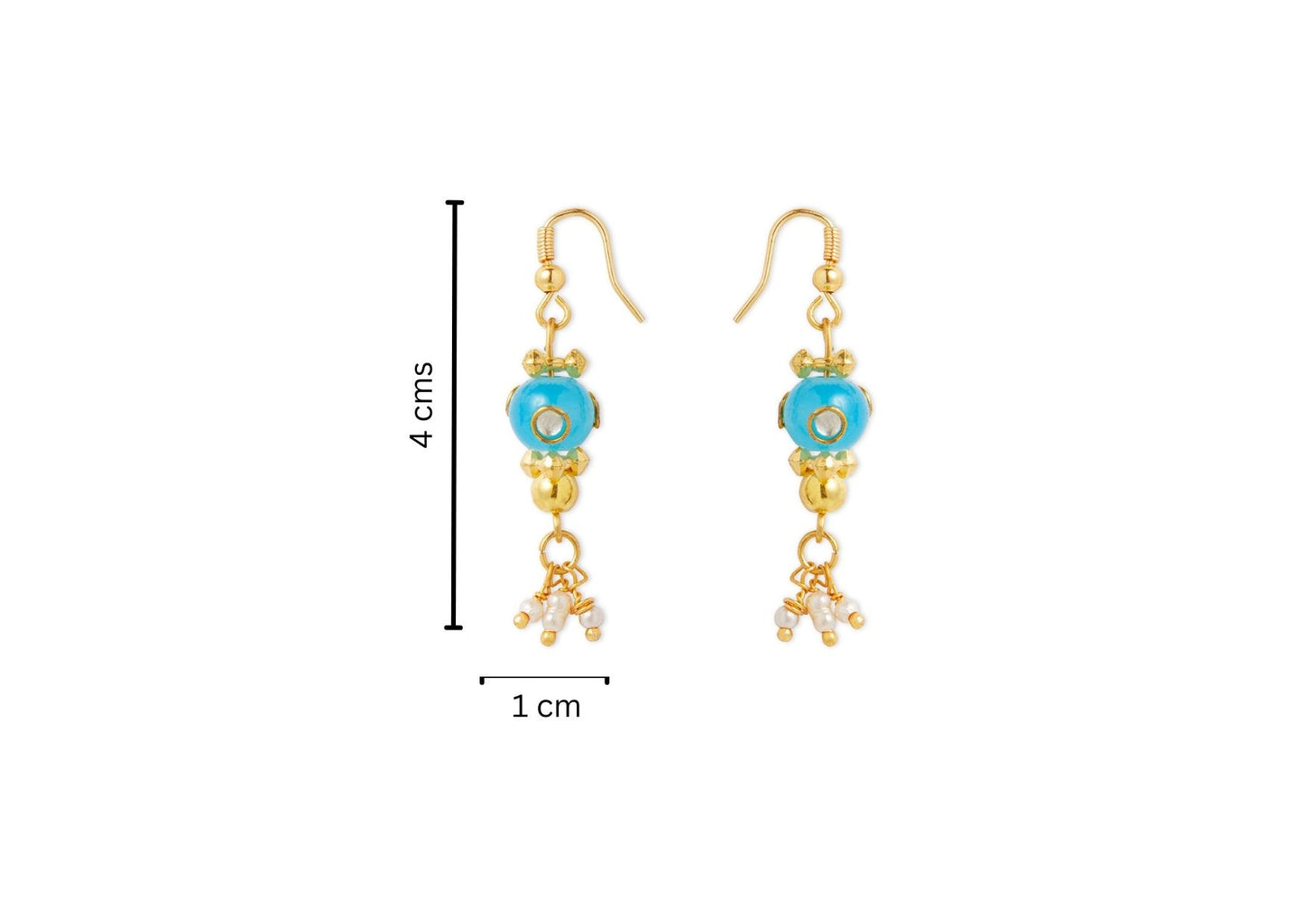 Combo - A festive set of 1 pair light blue beaded earrings & 1 bead necklace. (3 Qty) Light blue