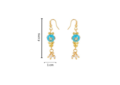 Combo - A festive set of 1 pair light blue beaded earrings & 1 bead necklace. (3 Qty) Light blue