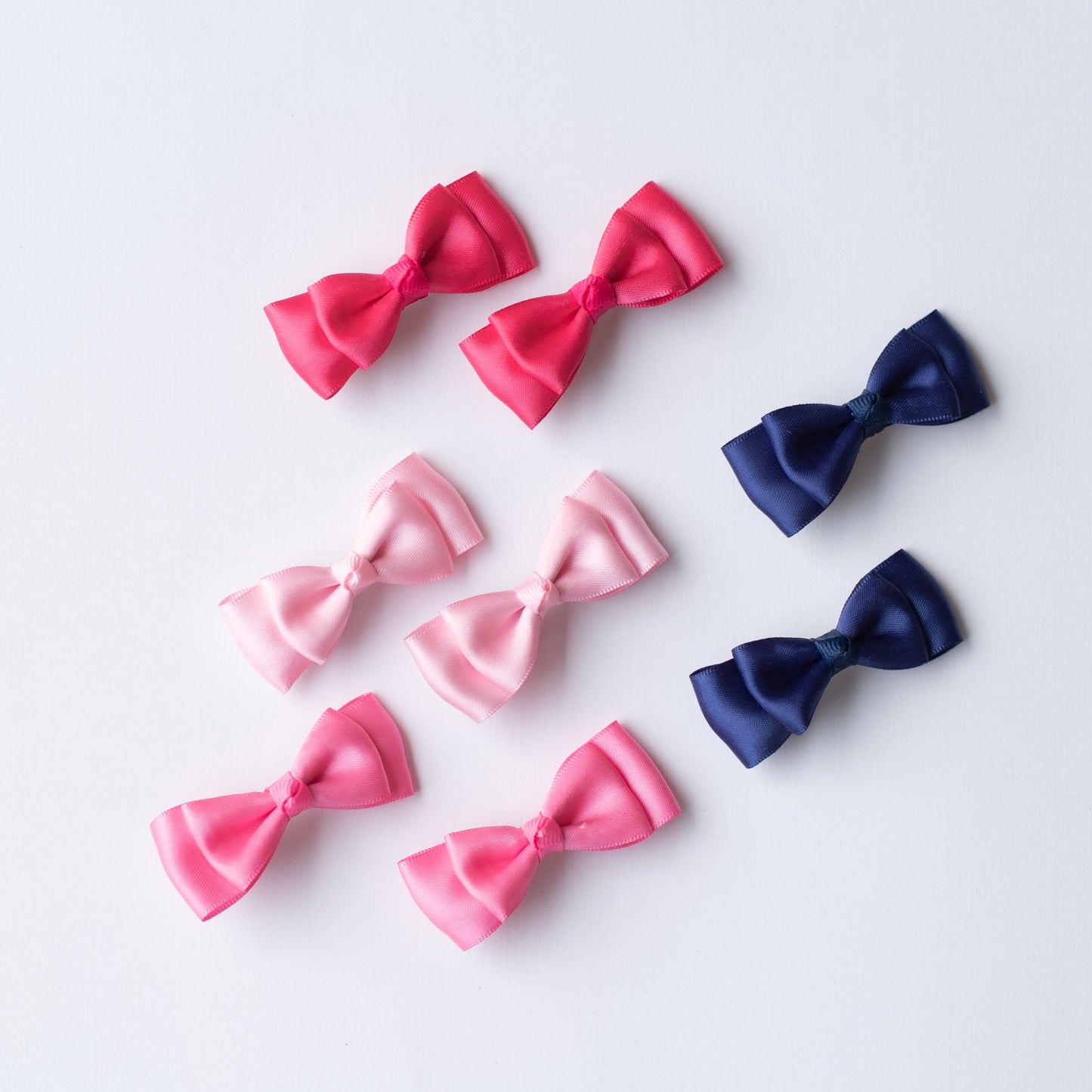 Combo: Fancy satin double bow alligator clips - Pink, Blue