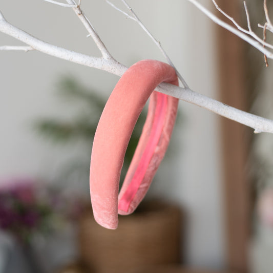 Soft velvet padded party hair band - Peach