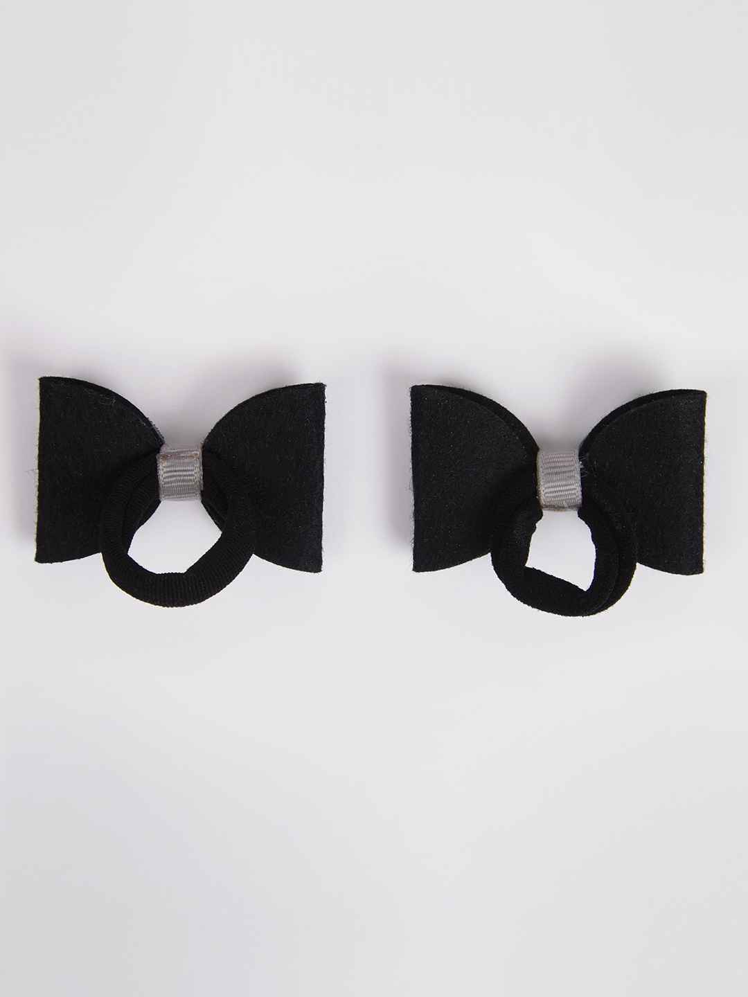 Combo:1 Pair dual bow tic-tacs and 1 pair matching rubberbands - Black, Silver