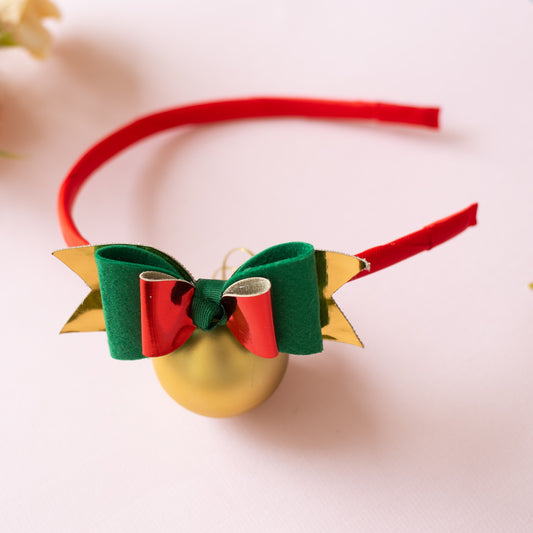 Christmas Hairband with a beautiful big bow - Red, Green, Gold