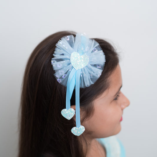 Fancy glitter  hairband with delicate net - Blue