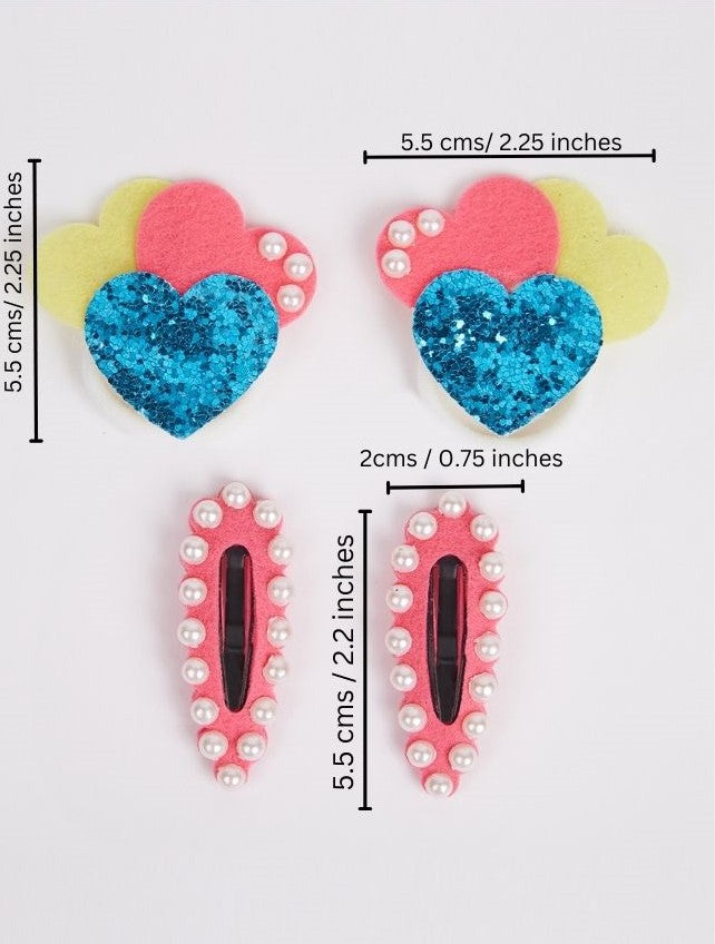 Combo: 2 Pair cute tic-tacs and 2 pair matching rubberbands - Peach, Fluorescent Pink